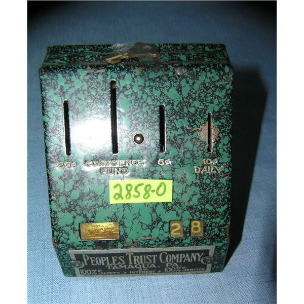 Antique People's Trust Co. coin saving bank