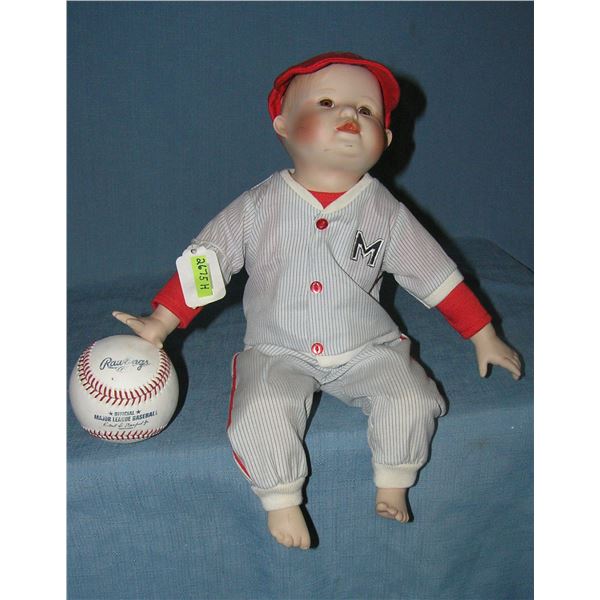 Porcelain baseball player boy doll