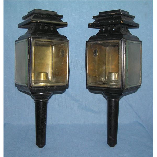 Pair of antique carriage lamps