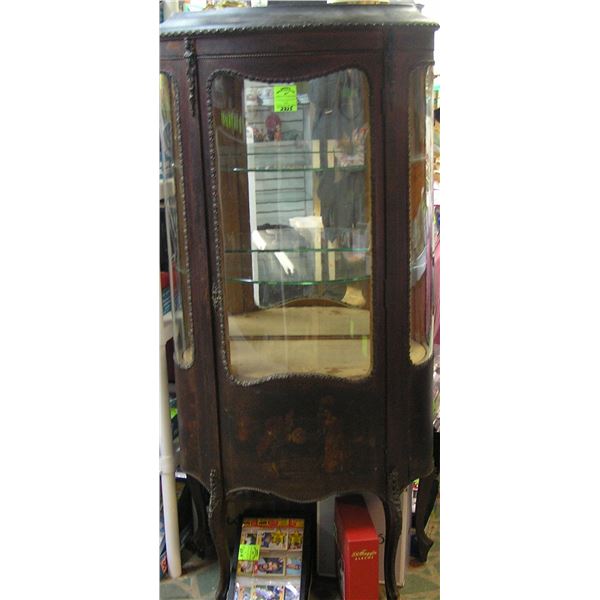 Antique French curved glass china cabinet