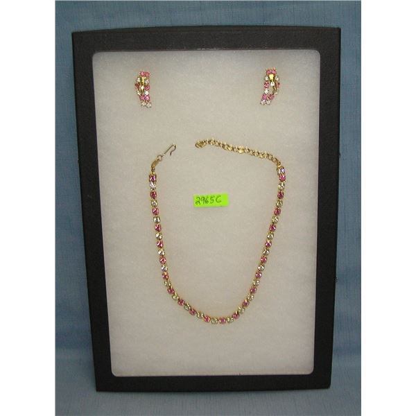 Trifari signed necklace and earring set