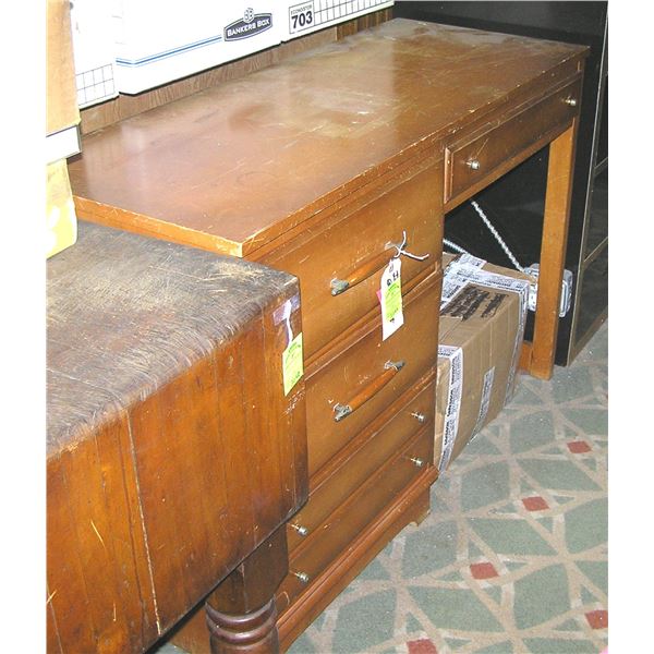 Vintage maple four drawer desk