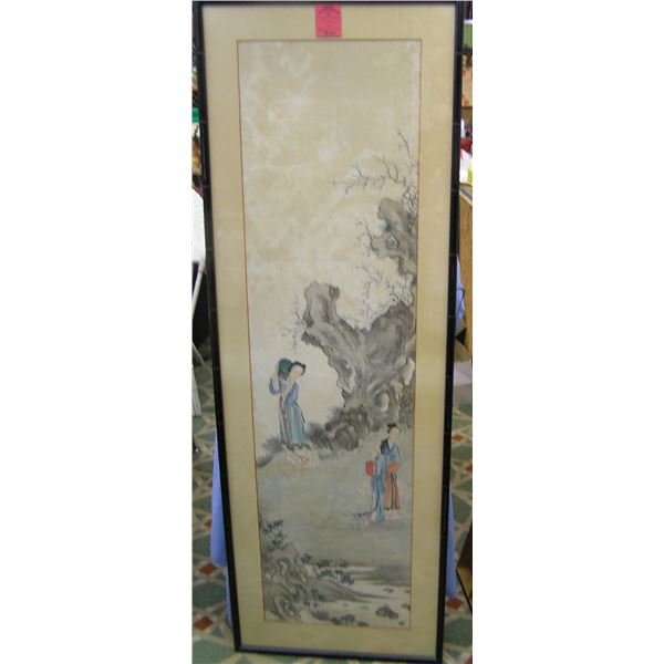 Large framed oriental water color painting