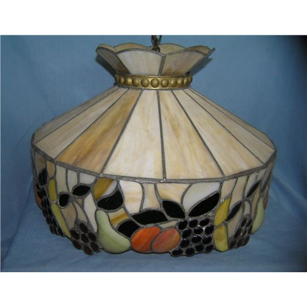 Vintage fruit decorated stained glass chandelier