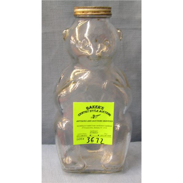 Vintage Snow Crest bear bank all glass