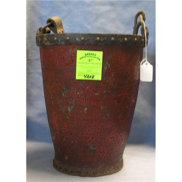 Great early leather antique fire bucket