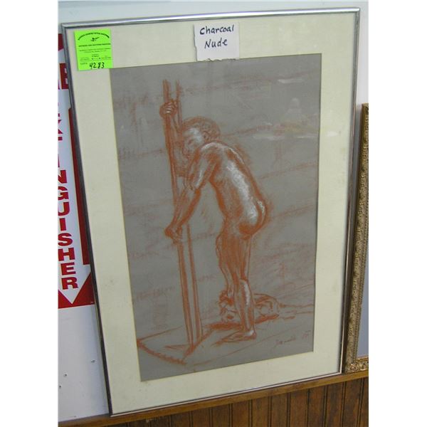 Vintage charcoal nude art work