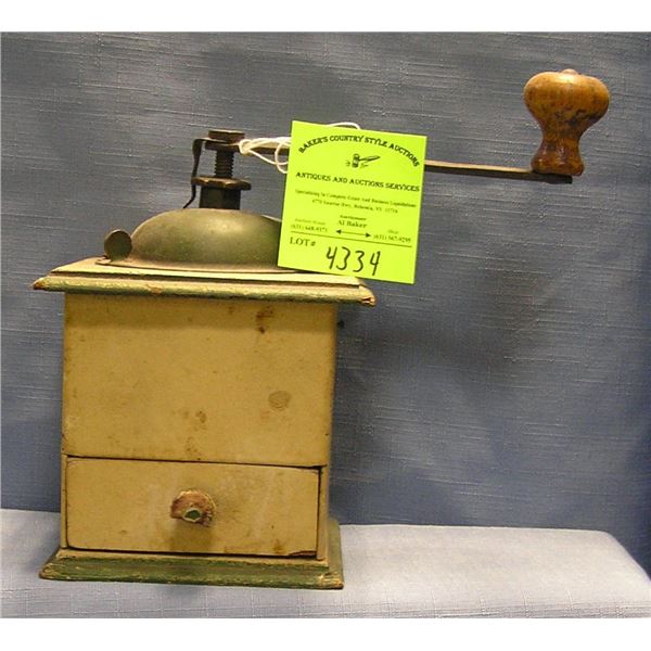 Antique hand painted coffee grinder