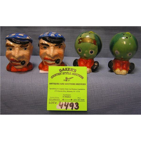 Two pairs of vintage salt and pepper shakers