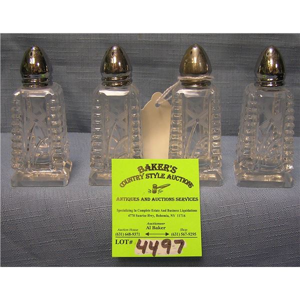 Two pairs of vintage crystal salt and pepper shakers
