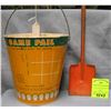 Vintage all tin childs sand pail and shovel set