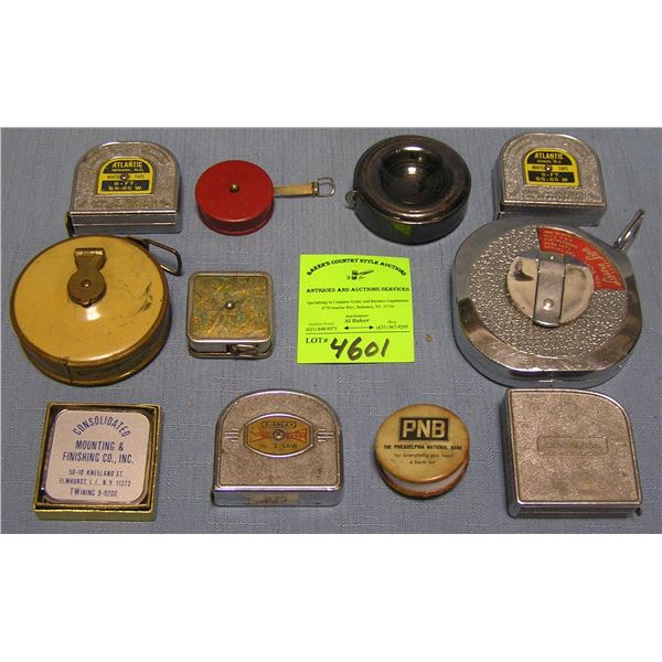 Vint.tape measures many w/ famous Co. names