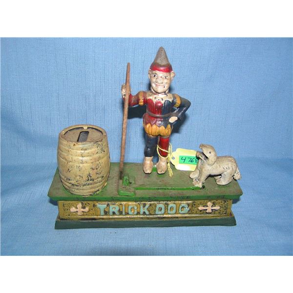 Trick Dog cast iron mechanical bank circa 1950s