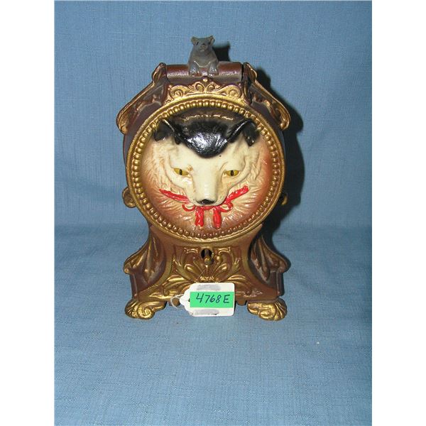 Cat and Mouse cast iron mechanical bank circa 1950s