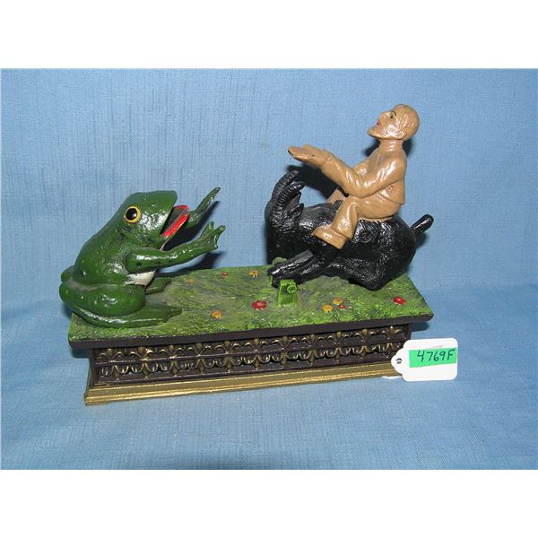 Frog and Goat cast iron mechanical bank