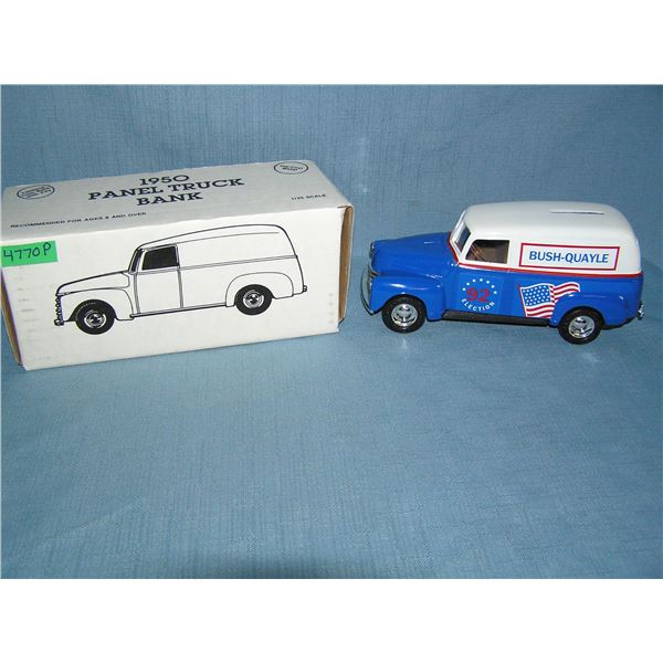 Bush Quayle political campaign panel truck bank