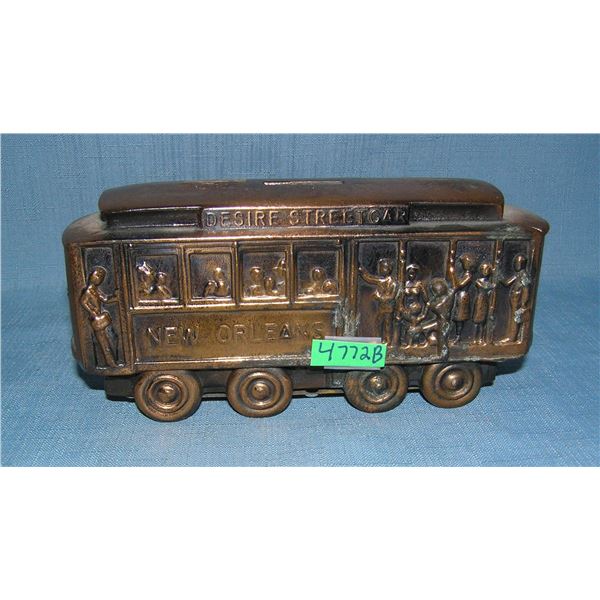 New Orleans trolley car all cast metal trolley car bank