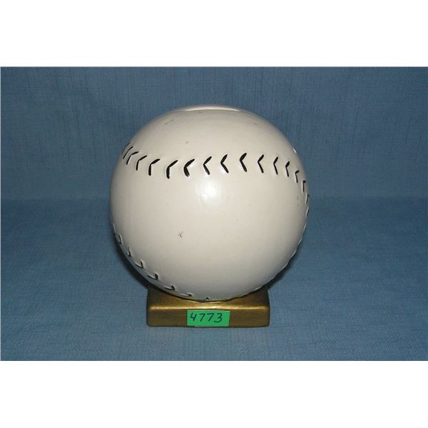 Vintage baseball on base ceramic bank