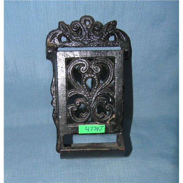 Cast iron wall mount match holder