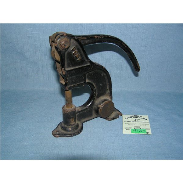 Early Pony brand cast iron punch press dated 1900