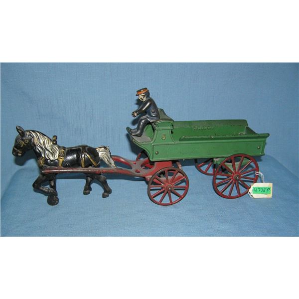 Horse drawn cast iron farm wagon by Kenton Toys