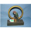 Image 1 : Hand painted cast iron parrot seated in ring door stop circa 1930s