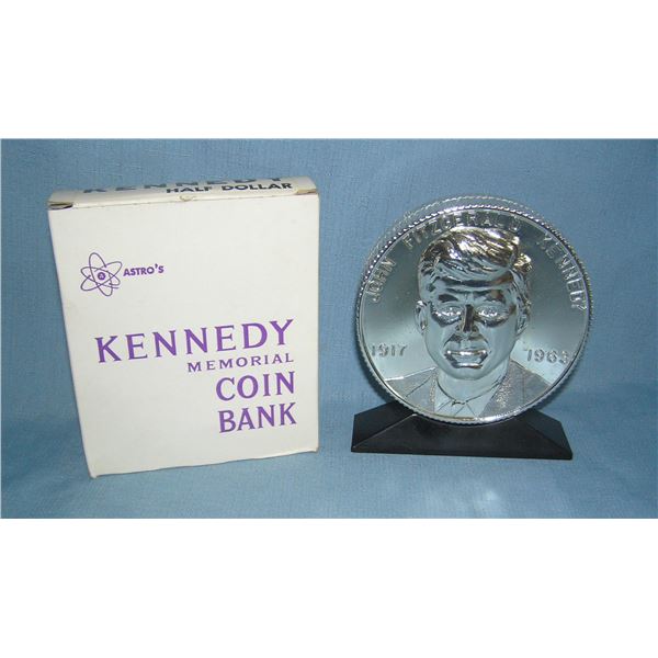 John F. Kennedy cast metal coin savings bank