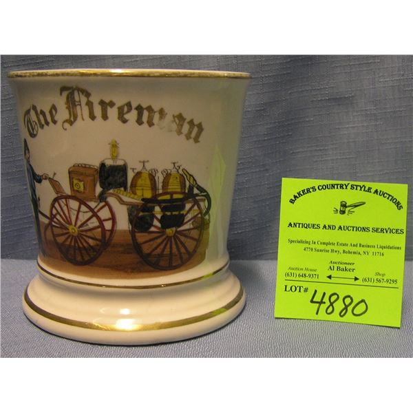 Antique fireman shaving mug