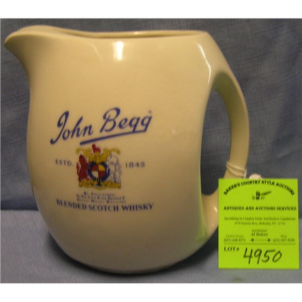 John Begg whiskey advertising pitcher