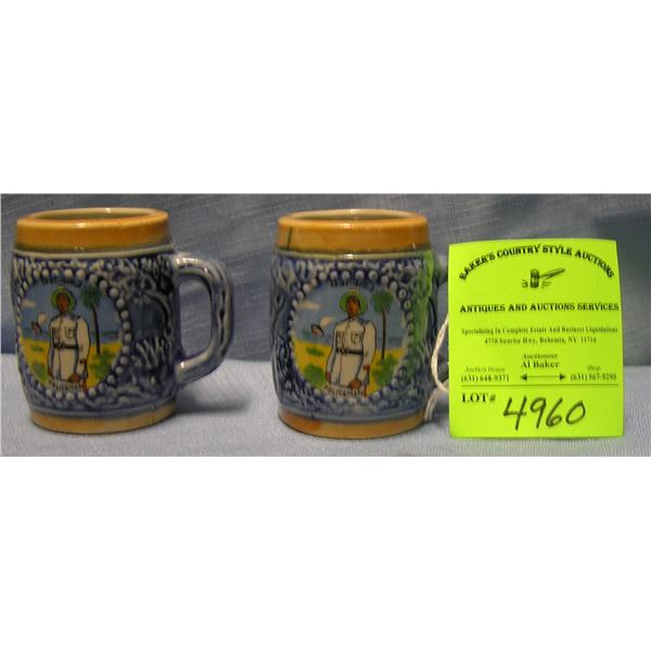 Bahamian policemen decorated miniature beer mugs