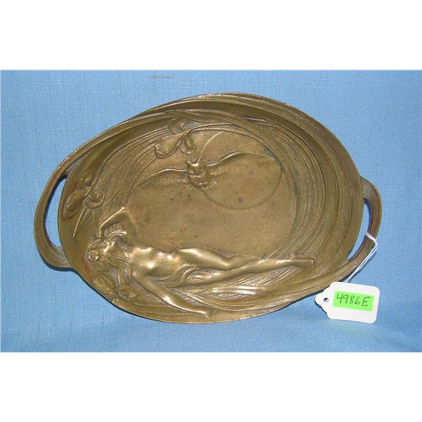Solid bronze reclining female nude figure