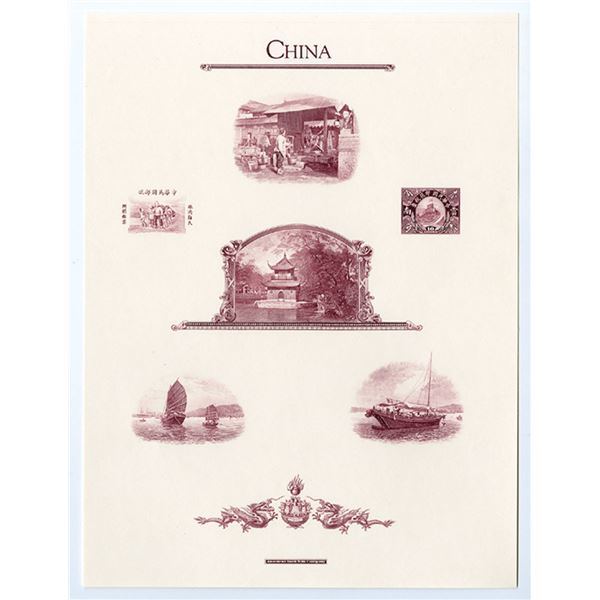 China. NY. American Bank Note Co. "China" Sheet of Proof Stamps and Vignettes