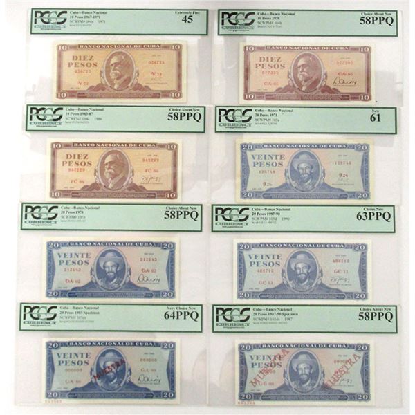 Cuba. National Bank of Cuba, 1971 to 1987, Issued and Specimen Banknote Collection.