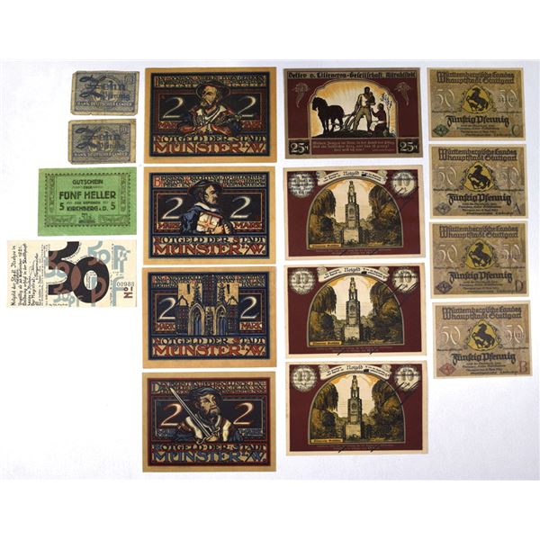 Germany. Altrahlstedt, Munster, and Stuttgart, 1921 to 1922, Notgeld Assortment.