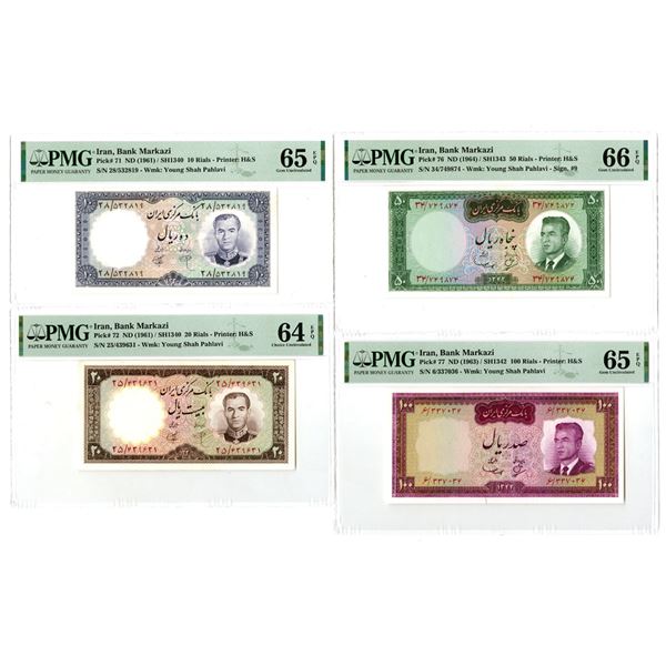 Iran. Bank Markazi Iran, ND (1961)/SH1340 to ND (1964)/SH1343, Issued Banknote Quartet.