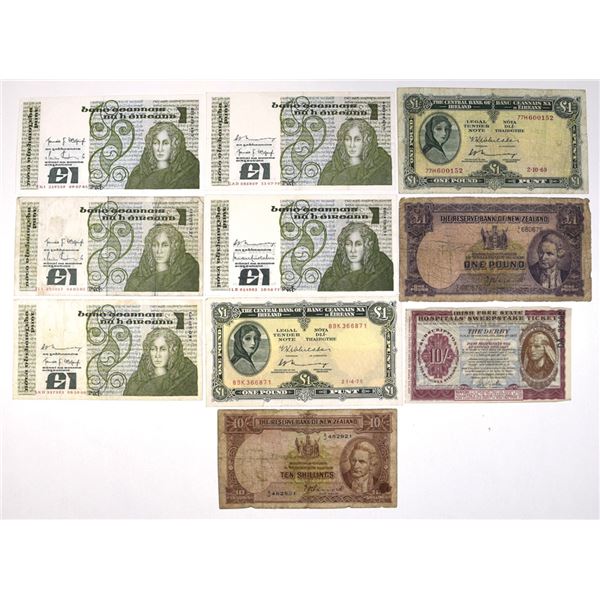 Ireland & New Zealand, ND (1940) to 1980, Issued Banknote Assortment.