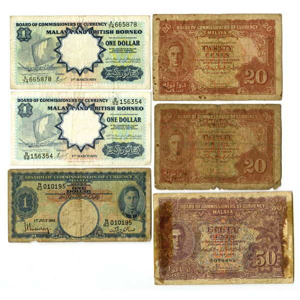 Malaya and Malay & British Borneo, 1941 (1945) to 1959, Assortment of Issued Banknotes.