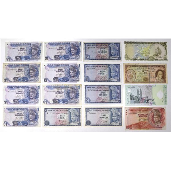 Malaysia, Macau, & Maldives Issued Banknote Assortment, 1967-2004