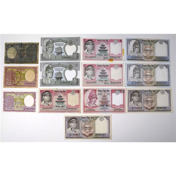 Government of Nepal and Central Bank of Nepal, ND (1951) to ND (2002), Issued Banknote Assortment.