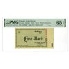 Image 1 : Poland. Lodz Ghetto, 1940, 1 Mark, Concentration Camp Scrip Note.