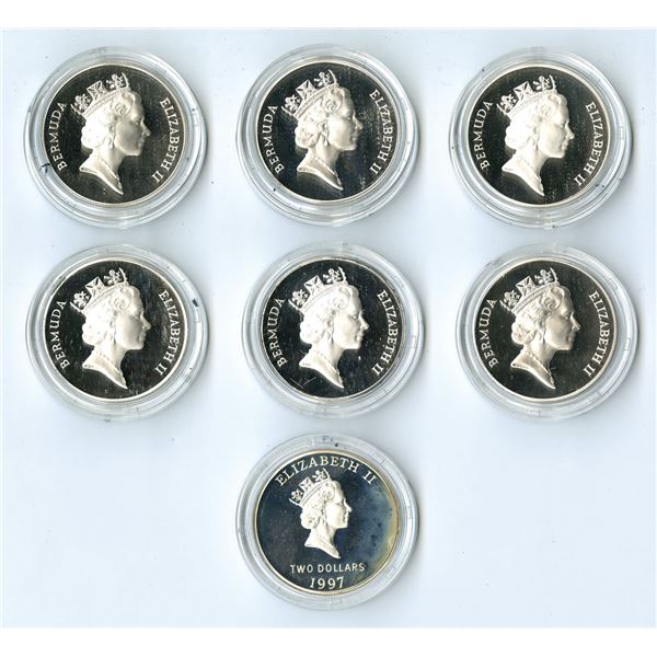 Bermuda. Queen Elizabeth II Silver Proof Coin Collection, 1990 to 1997