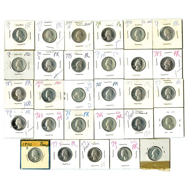 CA. San Francisco Mint Proof Quarter Collection, 1970 to 1978.
