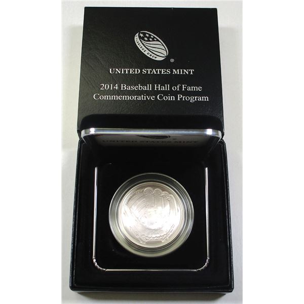 National Baseball Hall of Fame, 2014, Uncirculated Silver Dollar.