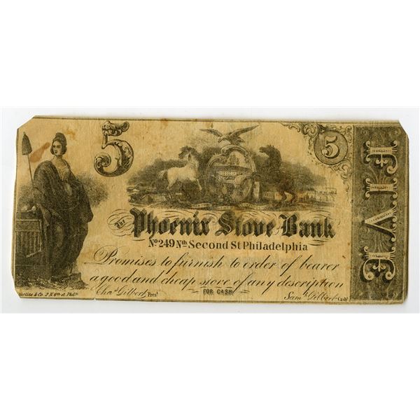 PA. Phoenix Stove Bank, ND (1860s), Advertising Note.