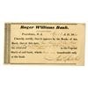 Image 1 : RI. Roger Williams Bank, 1840 I/U Stock Certificate.