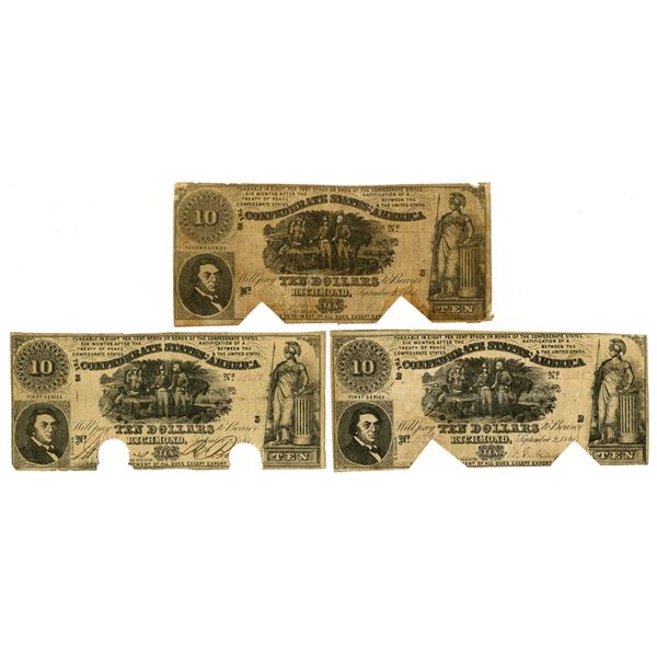 VA., C.S.A.,  1861, $10, T-29. I/C Banknote Trio.
