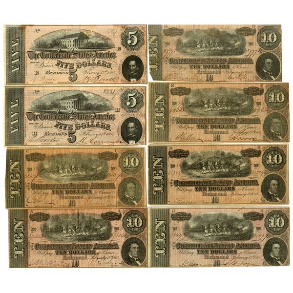 VA., C.S.A., 1864, $10, T-67 & T-68Issued Banknote Assortment.