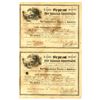 Image 1 : VA., & TX.  C.S.A., Non Taxable Certificate, Uncut $1000 Pair, 1864, Issued in Marshal, Texas
