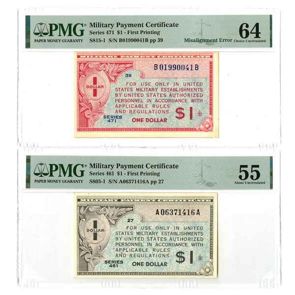 Military Payment Certificates, ND (1946 to 1947), Issued Banknote Pair - One with Misalignment Error