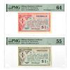Image 1 : Military Payment Certificates, ND (1946 to 1947), Issued Banknote Pair - One with Misalignment Error